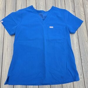 Figs Women's Bright Blue Short Sleeve Techincal Collection Scrubs XSP